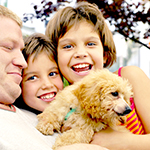 Family with new puppy